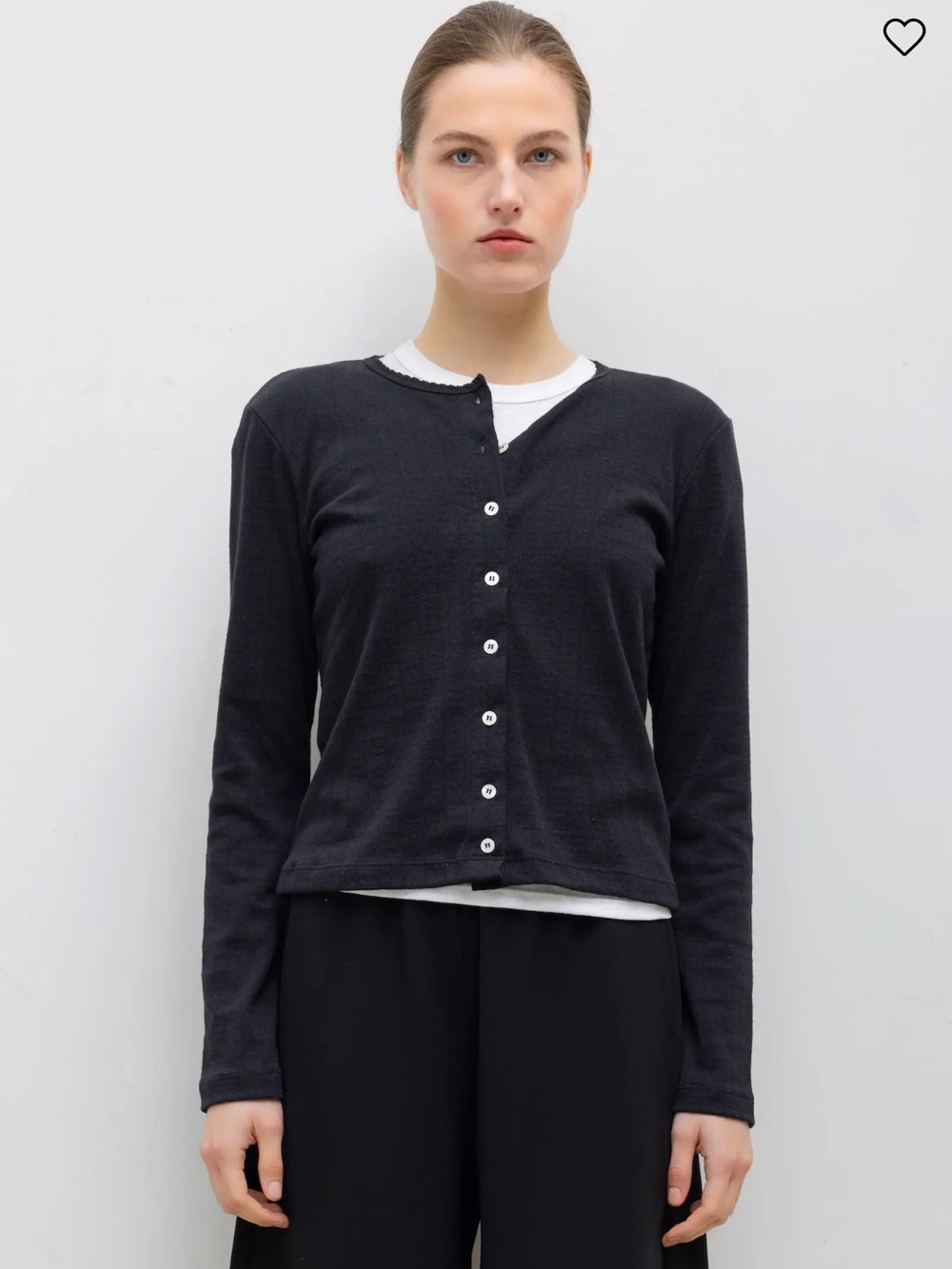 LESET Black Pointelle Classic Cardigan II
